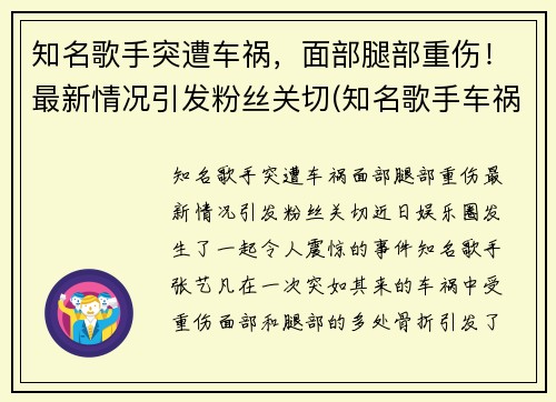 知名歌手突遭车祸，面部腿部重伤！最新情况引发粉丝关切(知名歌手车祸致人死亡)